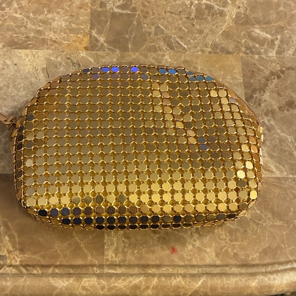 Gold Mesh Clutch Bag zipper cosmetic bag pouch - Picture 3 of 7